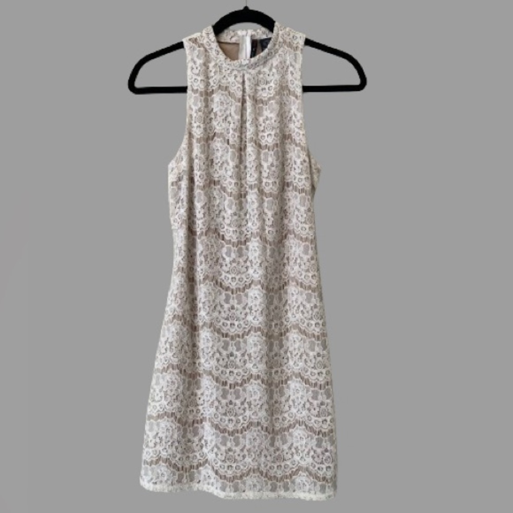 Fire Los Angelas Cream Sleeveless Lace Dress, Size Small